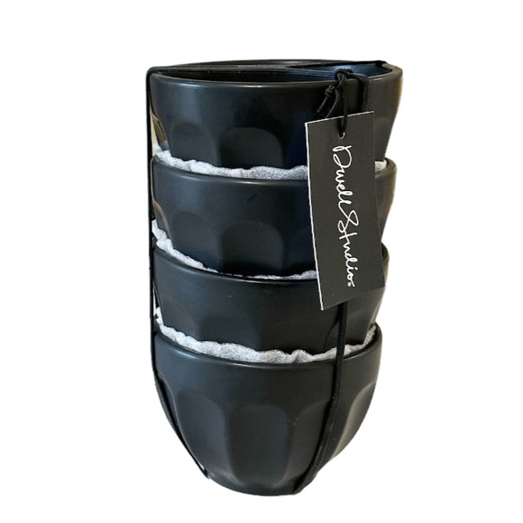 NEW Dwelling Studio BLACK MATTE Dessert Bowl Set/4 - Picture 1 of 4